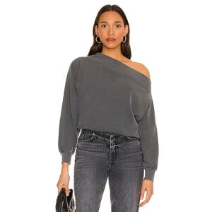 We The Free Charcoal Off The Shoulder Top